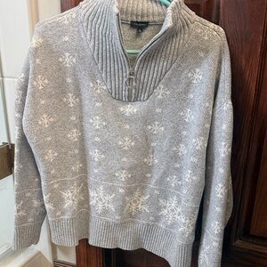 Talbots Gray Snowflake Turtleneck Sweater